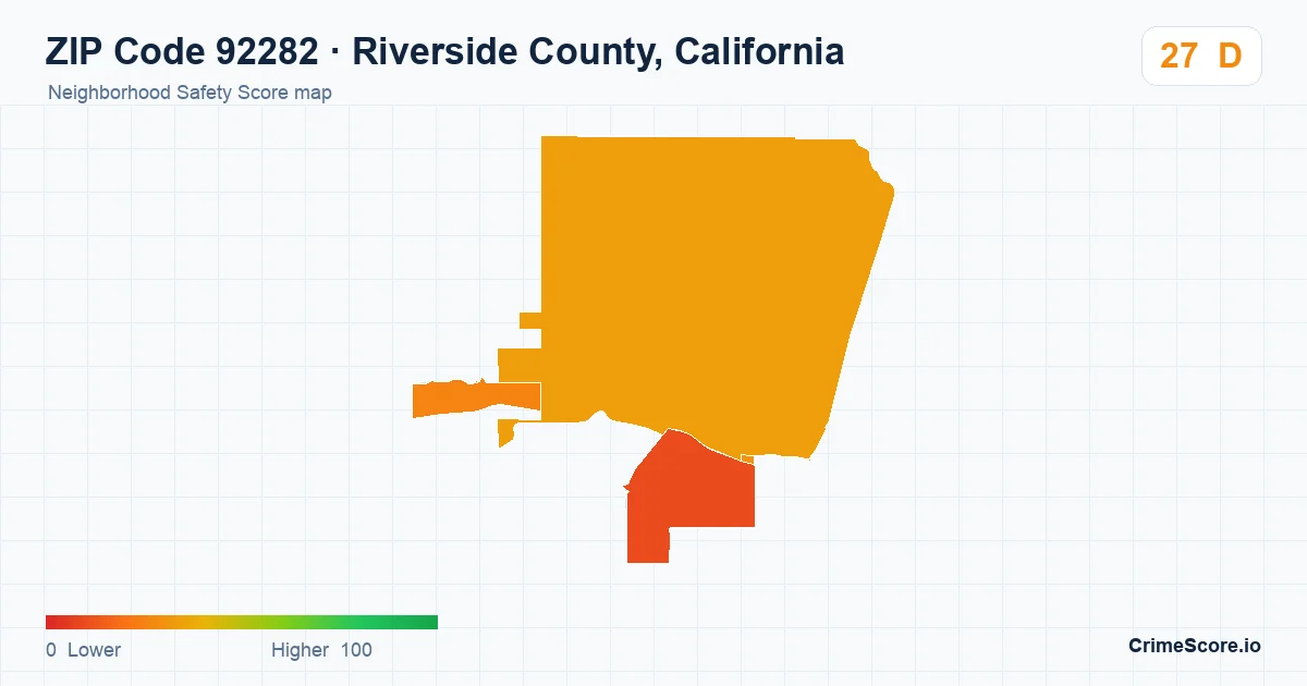 ZIP Code 92282 in Riverside County, California neighborhood Safety Score map
