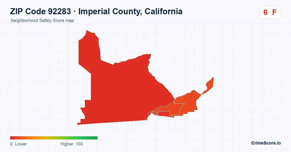 ZIP Code 92283 in Imperial County, California neighborhood Safety Score map