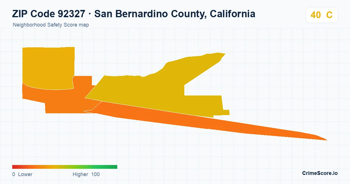 ZIP Code 92327 in San Bernardino County, California neighborhood Safety Score map