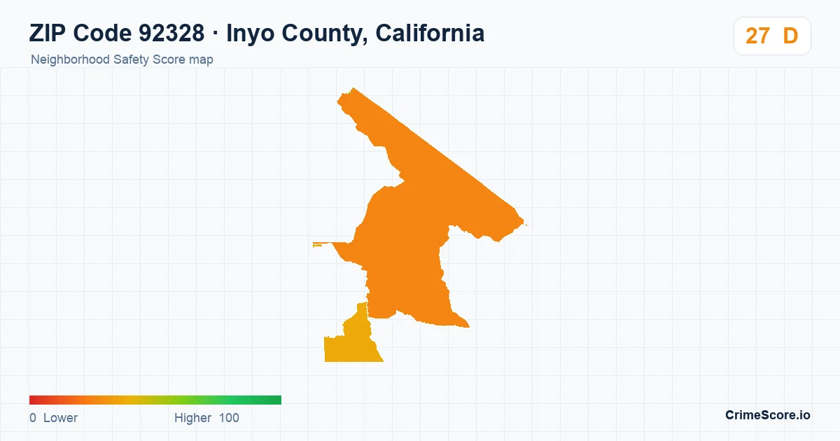 ZIP Code 92328 in Inyo County, California neighborhood Safety Score map