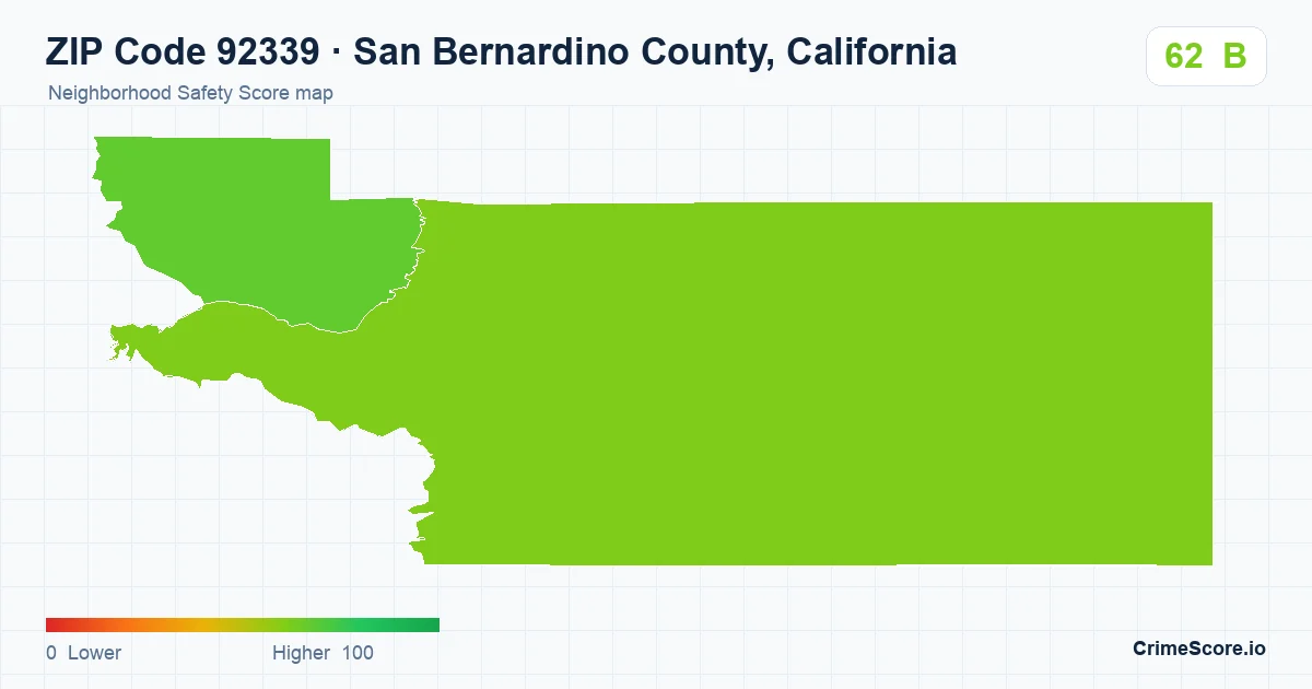 ZIP Code 92339 in San Bernardino County, California neighborhood Safety Score map