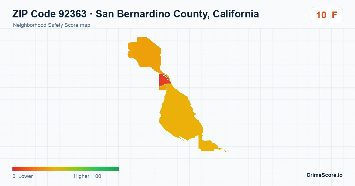 ZIP Code 92363 in San Bernardino County, California neighborhood Safety Score map