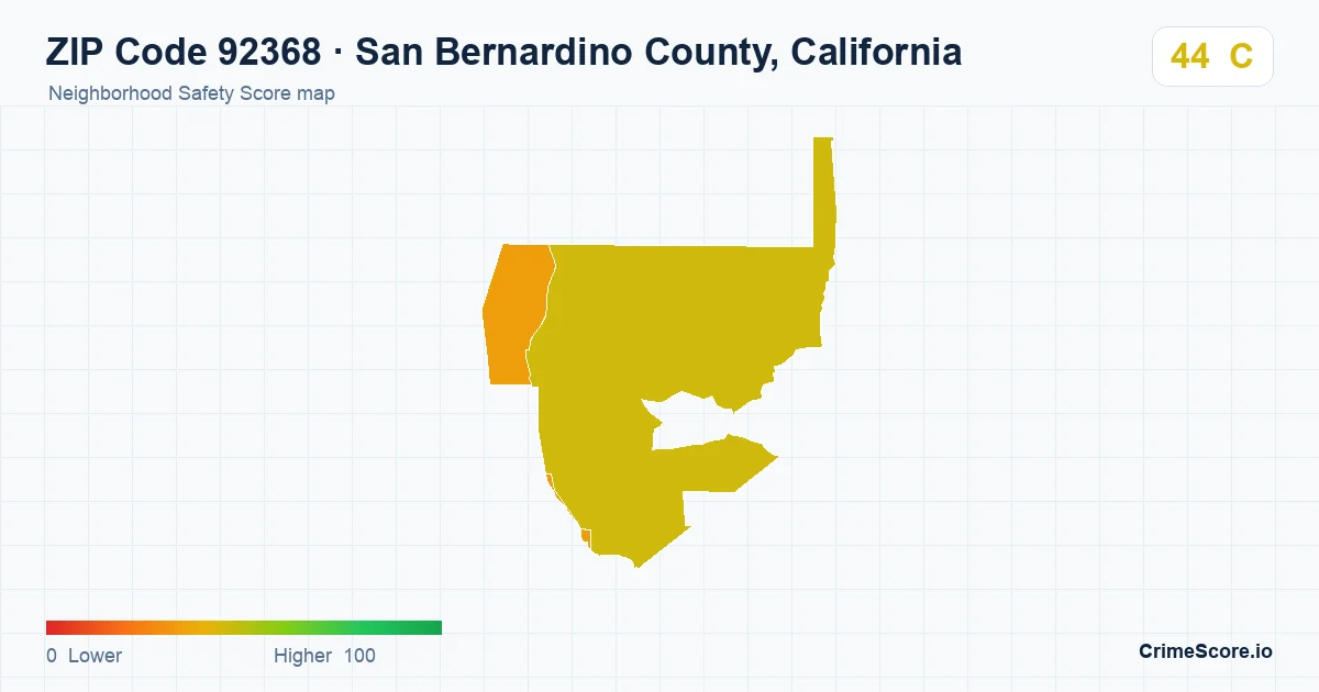 ZIP Code 92368 in San Bernardino County, California neighborhood Safety Score map