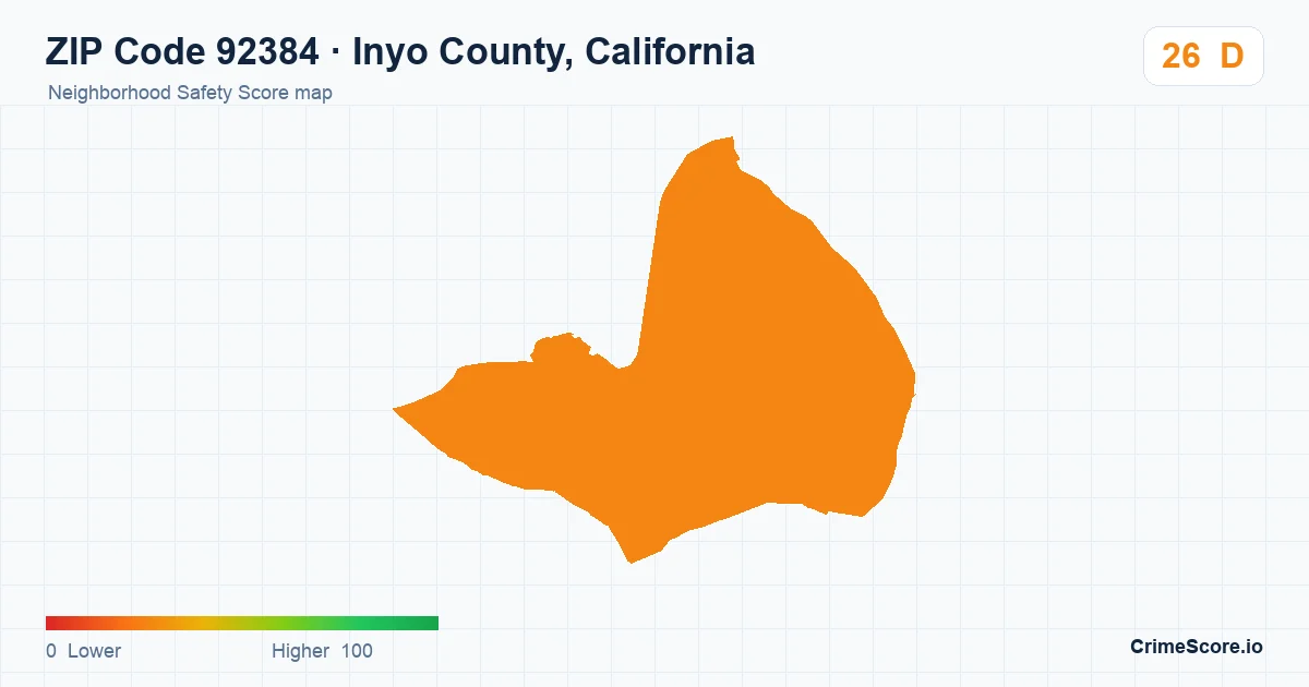ZIP Code 92384 in Inyo County, California neighborhood Safety Score map