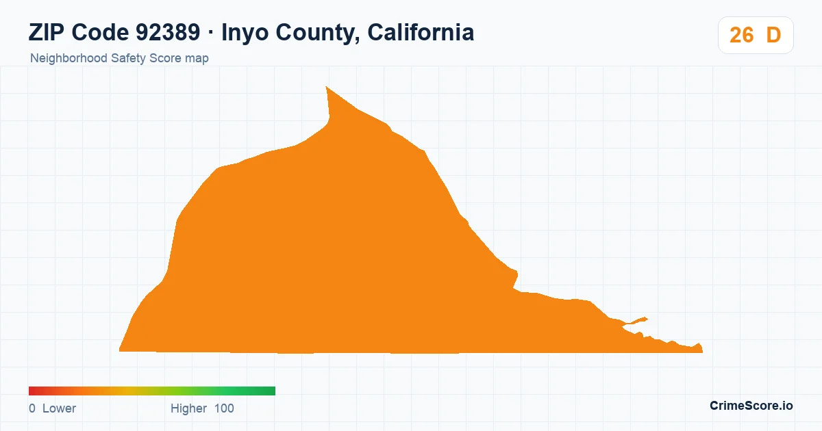 ZIP Code 92389 in Inyo County, California neighborhood Safety Score map