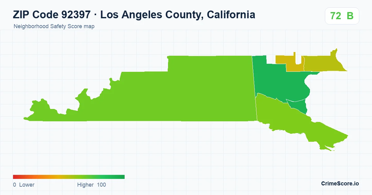 ZIP Code 92397 in Los Angeles County, California neighborhood Safety Score map