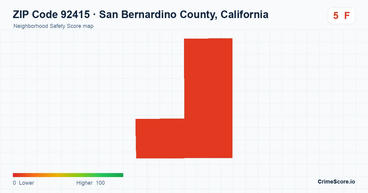 ZIP Code 92415 in San Bernardino County, California neighborhood Safety Score map
