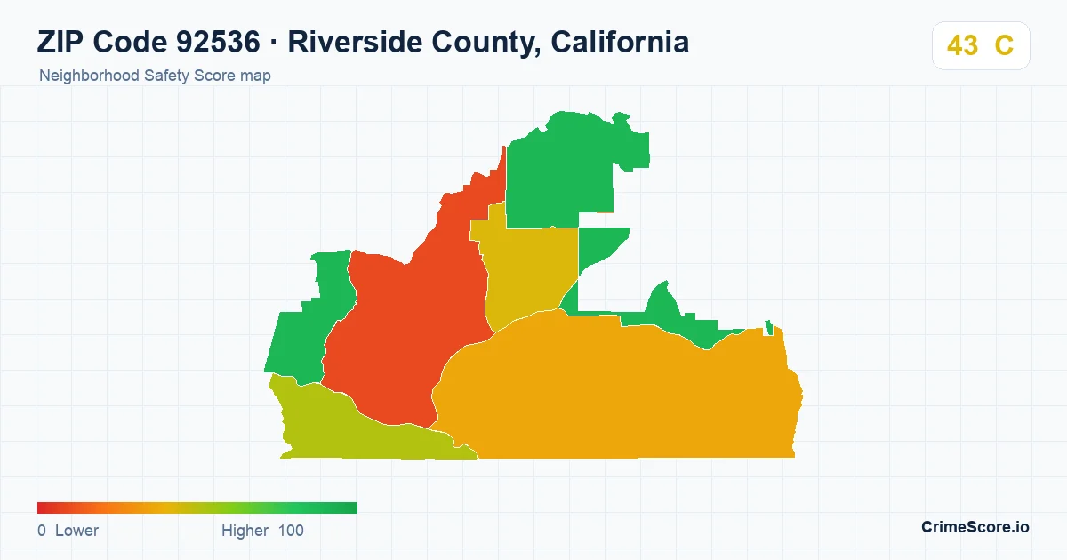 ZIP Code 92536 in Riverside County, California neighborhood Safety Score map