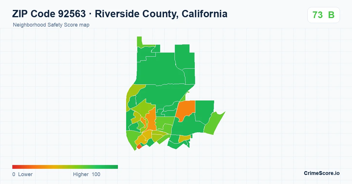 ZIP Code 92563 in Riverside County, California neighborhood Safety Score map