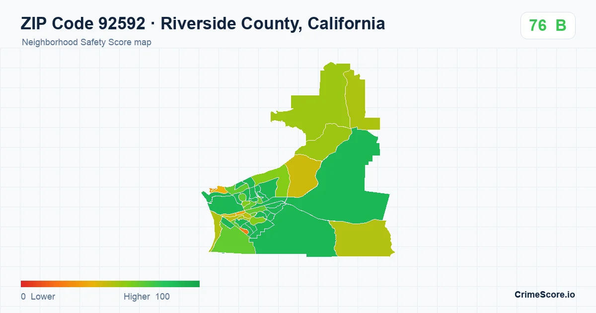 ZIP Code 92592 in Riverside County, California neighborhood Safety Score map