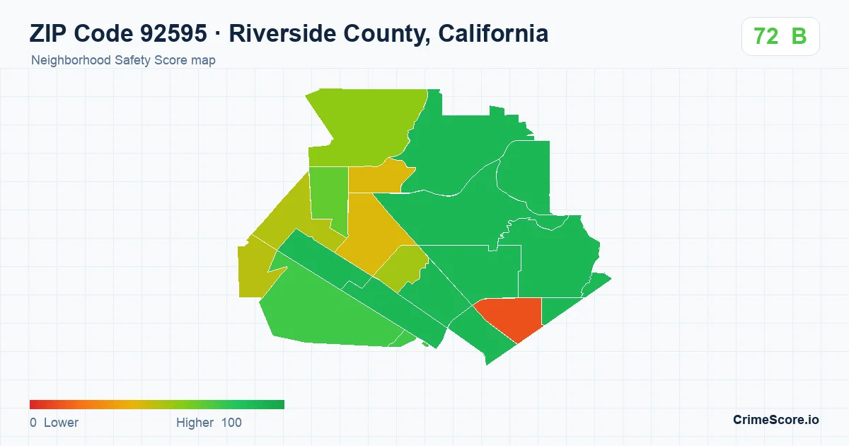 ZIP Code 92595 in Riverside County, California neighborhood Safety Score map