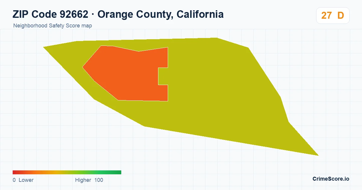 ZIP Code 92662 in Orange County, California neighborhood Safety Score map