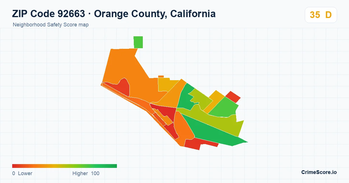 ZIP Code 92663 in Orange County, California neighborhood Safety Score map
