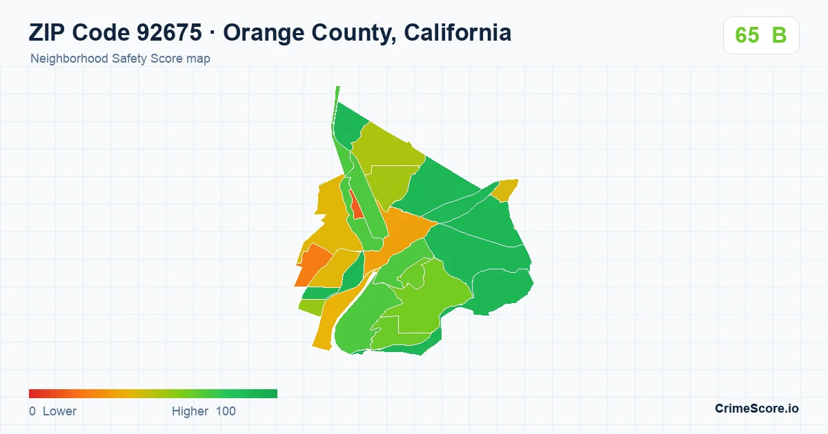 ZIP Code 92675 in Orange County, California neighborhood Safety Score map