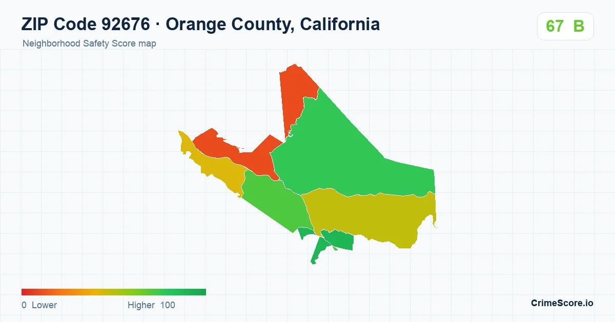 ZIP Code 92676 in Orange County, California neighborhood Safety Score map