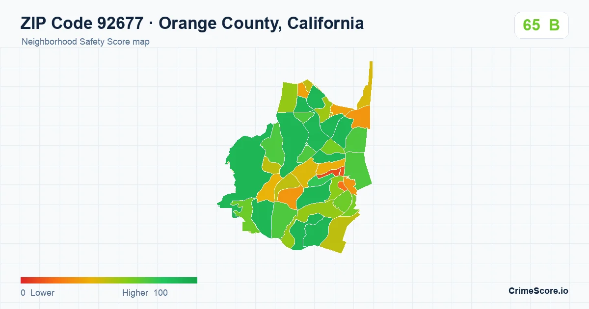 ZIP Code 92677 in Orange County, California neighborhood Safety Score map