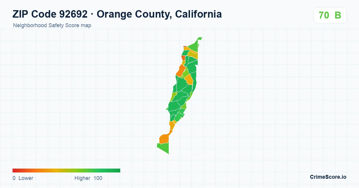 ZIP Code 92692 in Orange County, California neighborhood Safety Score map