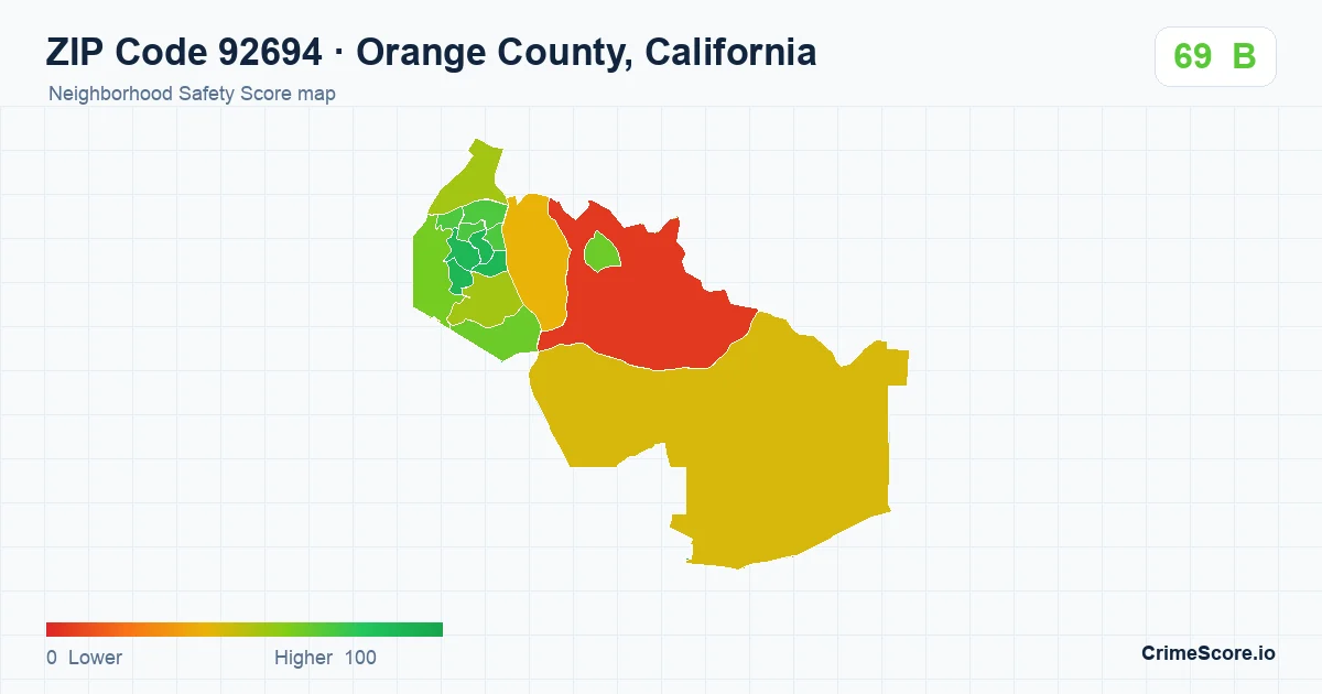 ZIP Code 92694 in Orange County, California neighborhood Safety Score map