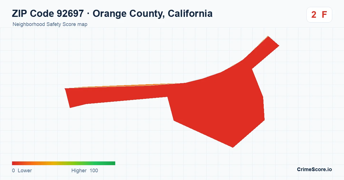 ZIP Code 92697 in Orange County, California neighborhood Safety Score map