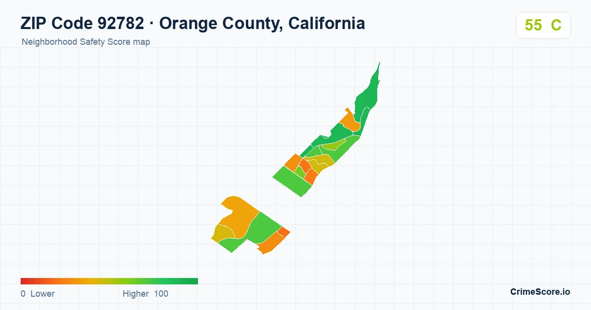 ZIP Code 92782 in Orange County, California neighborhood Safety Score map