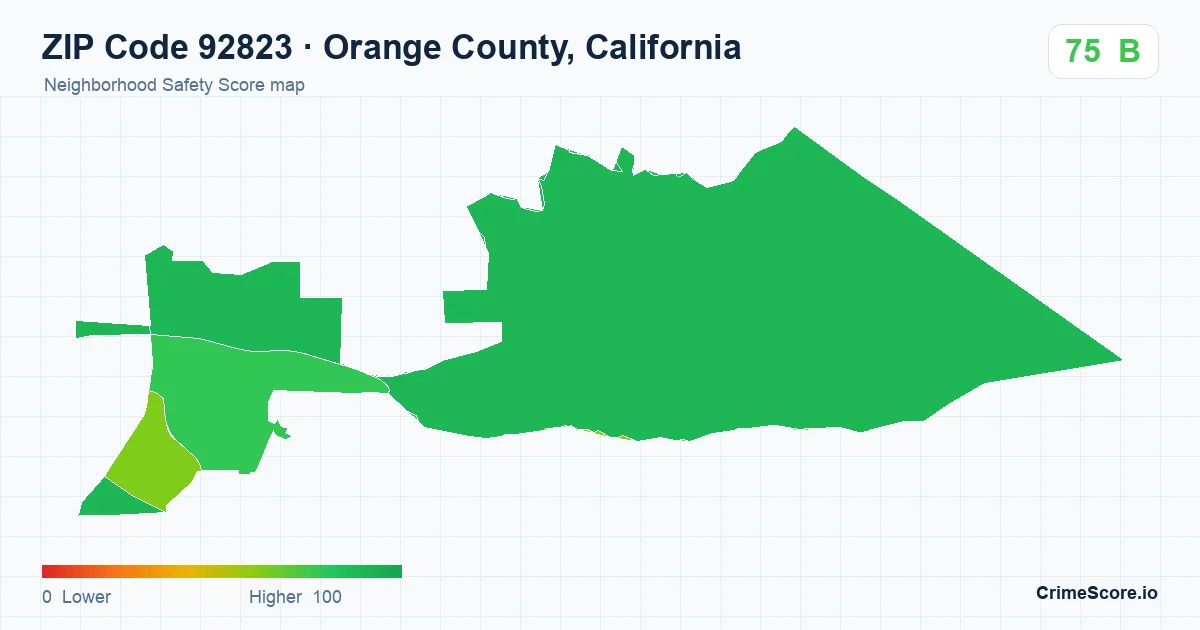 ZIP Code 92823 in Orange County, California neighborhood Safety Score map