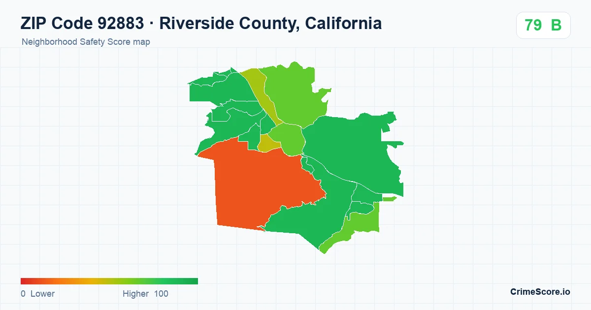 ZIP Code 92883 in Riverside County, California neighborhood Safety Score map