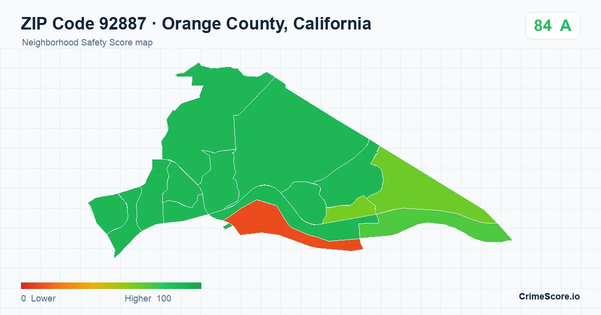 ZIP Code 92887 in Orange County, California neighborhood Safety Score map