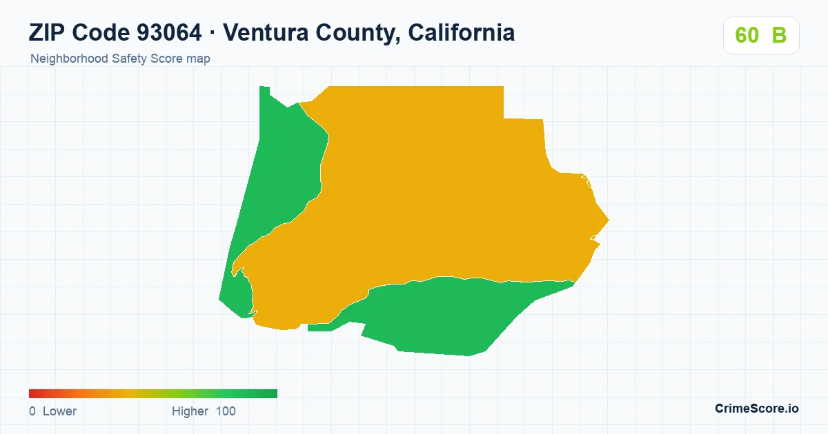 ZIP Code 93064 in Ventura County, California neighborhood Safety Score map