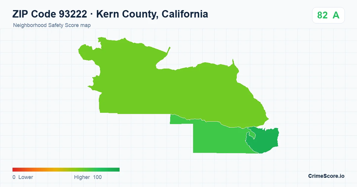 ZIP Code 93222 in Kern County, California neighborhood Safety Score map