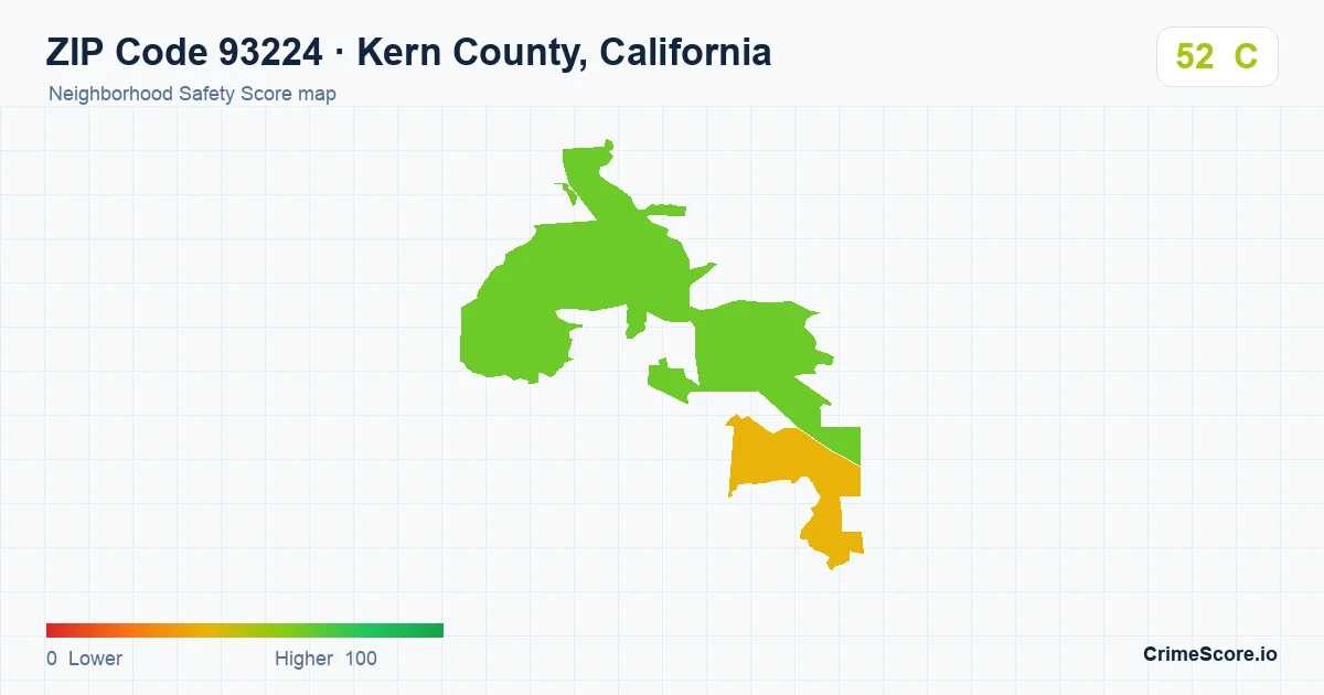 ZIP Code 93224 in Kern County, California neighborhood Safety Score map