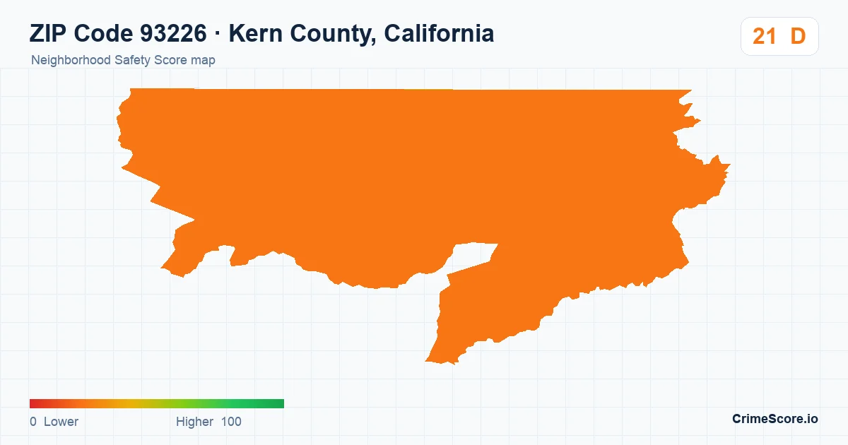 ZIP Code 93226 in Kern County, California neighborhood Safety Score map