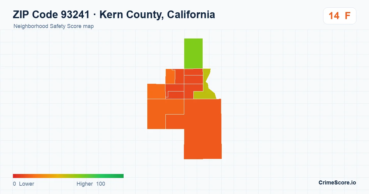 ZIP Code 93241 in Kern County, California neighborhood Safety Score map