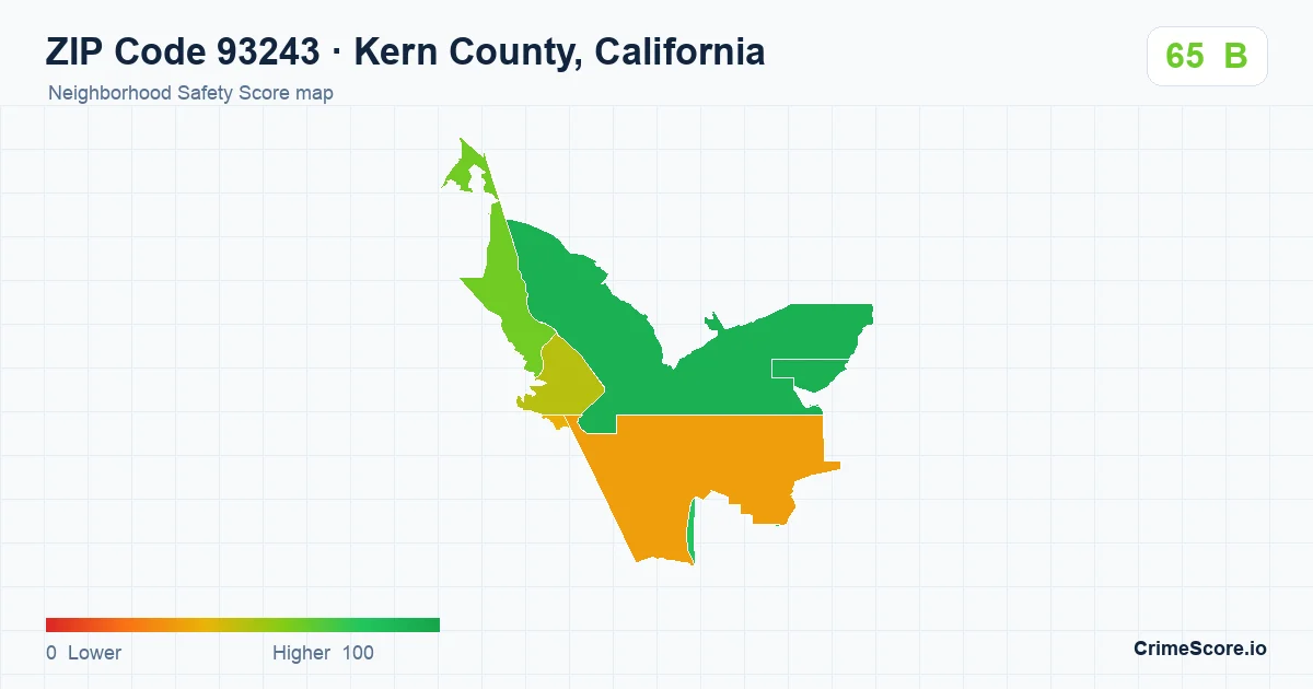 ZIP Code 93243 in Kern County, California neighborhood Safety Score map
