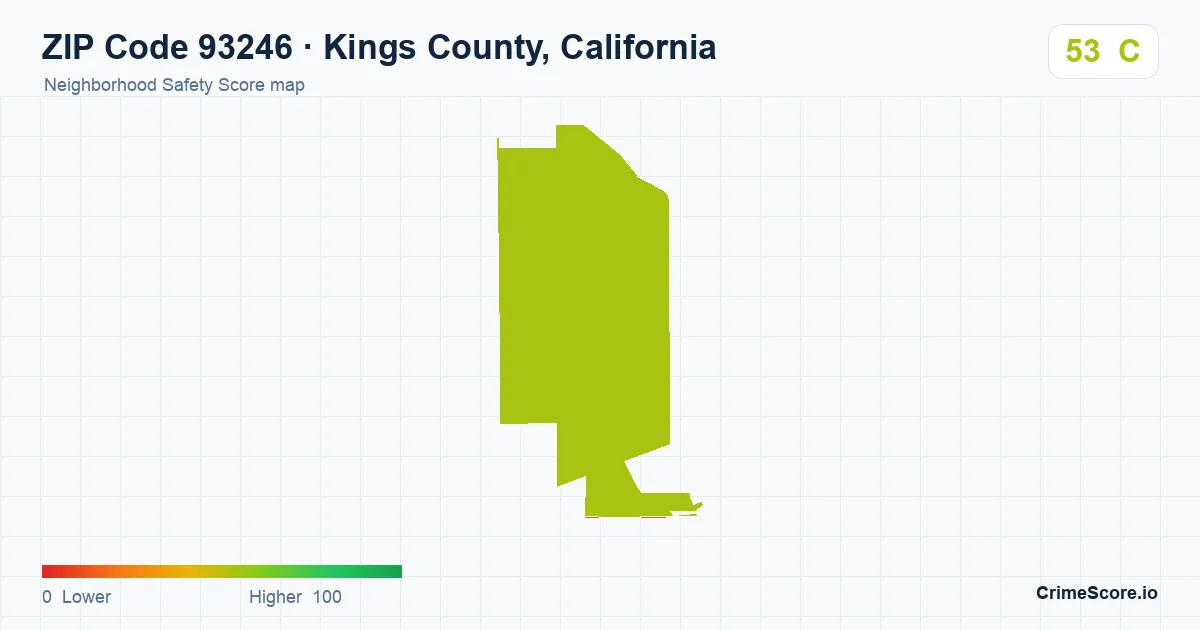 ZIP Code 93246 in Kings County, California neighborhood Safety Score map