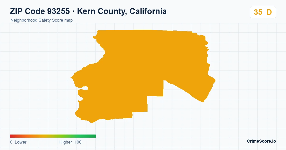 ZIP Code 93255 in Kern County, California neighborhood Safety Score map