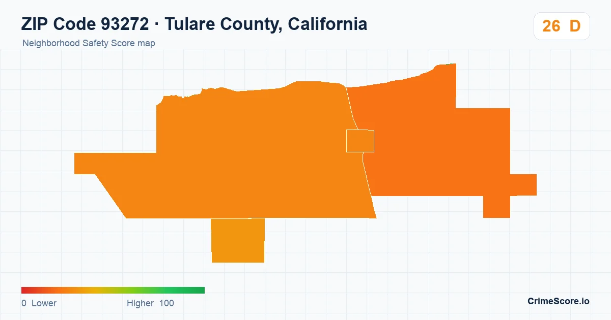 ZIP Code 93272 in Tulare County, California neighborhood Safety Score map