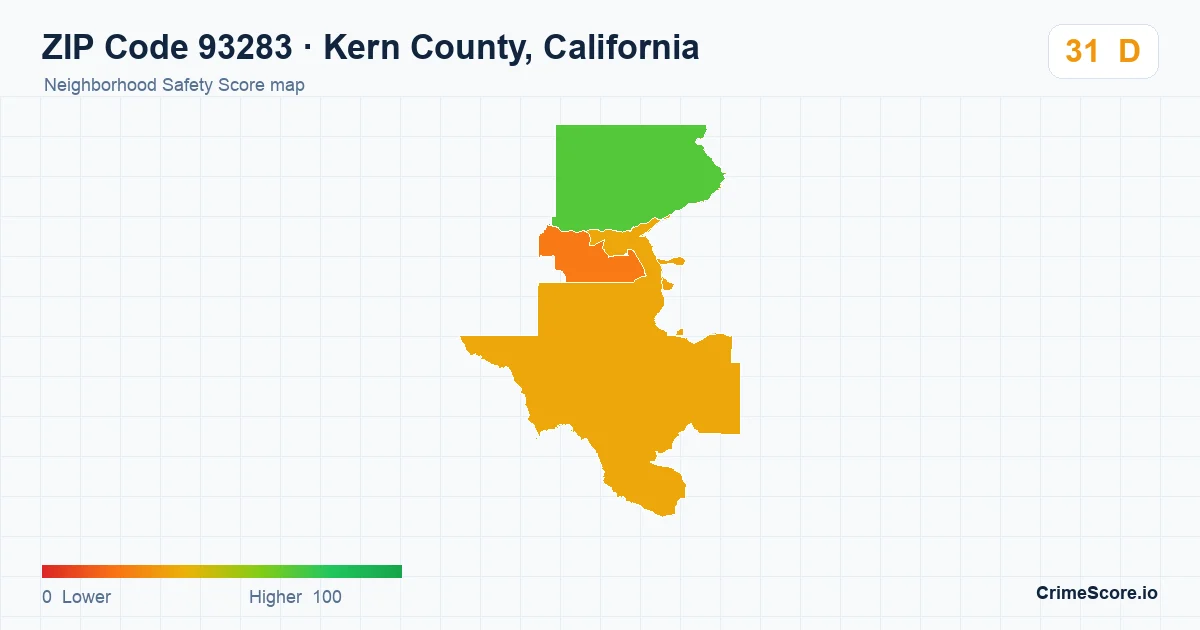 ZIP Code 93283 in Kern County, California neighborhood Safety Score map