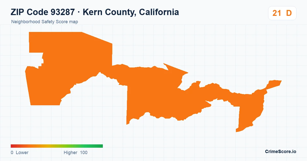 ZIP Code 93287 in Kern County, California neighborhood Safety Score map