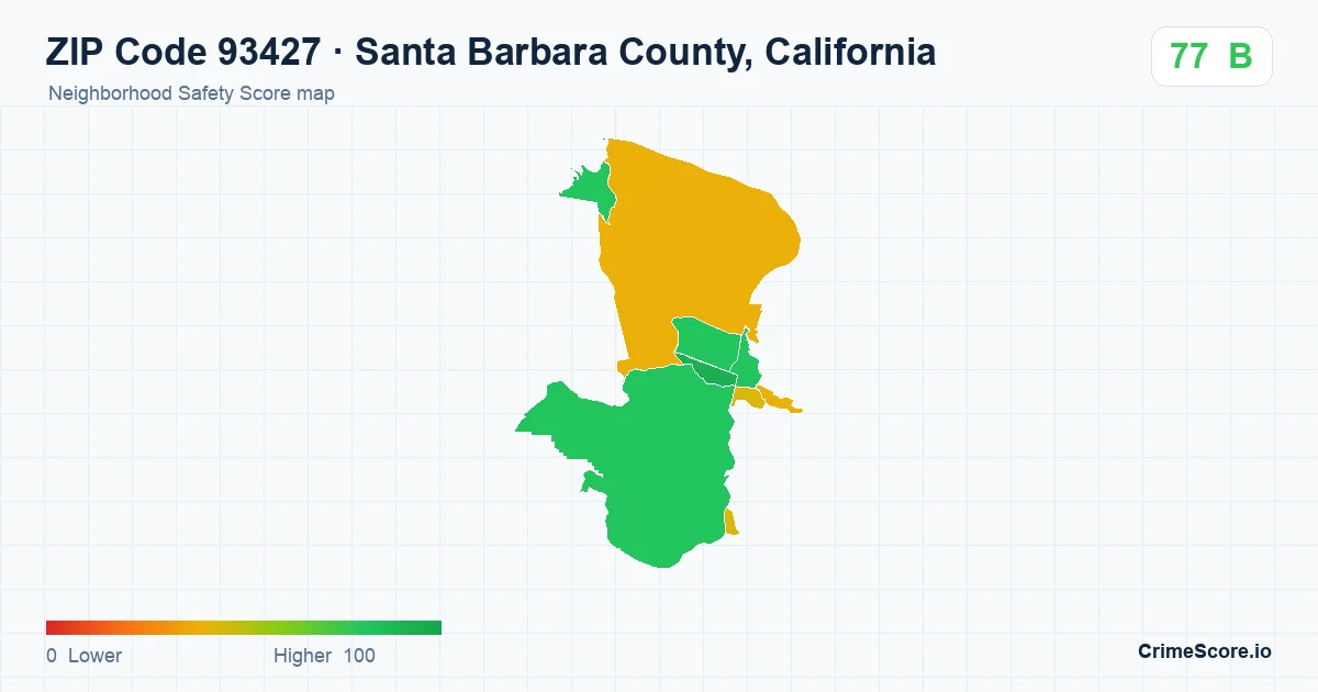 ZIP Code 93427 in Santa Barbara County, California neighborhood Safety Score map