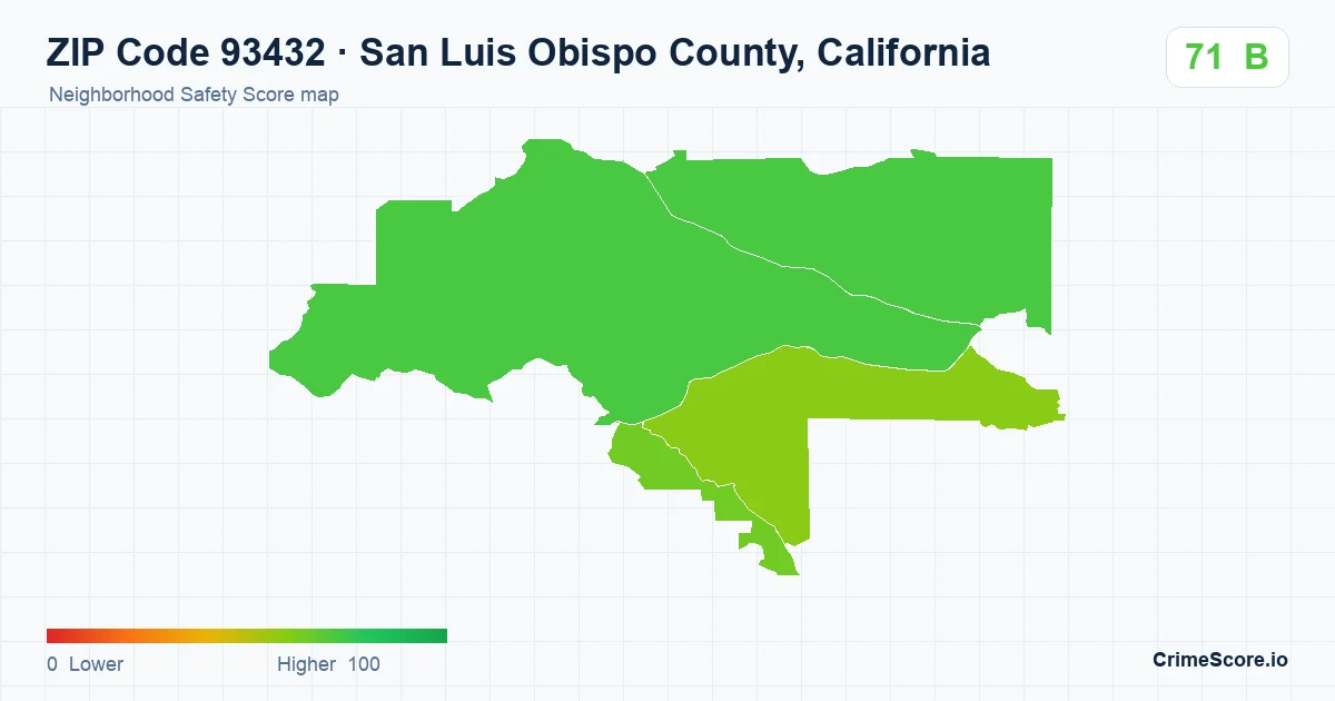 ZIP Code 93432 in San Luis Obispo County, California neighborhood Safety Score map