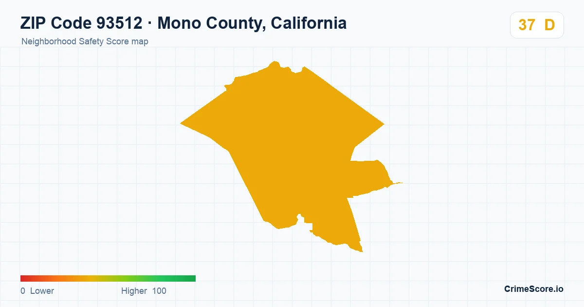 ZIP Code 93512 in Mono County, California neighborhood Safety Score map