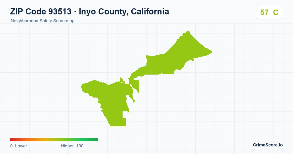 ZIP Code 93513 in Inyo County, California neighborhood Safety Score map