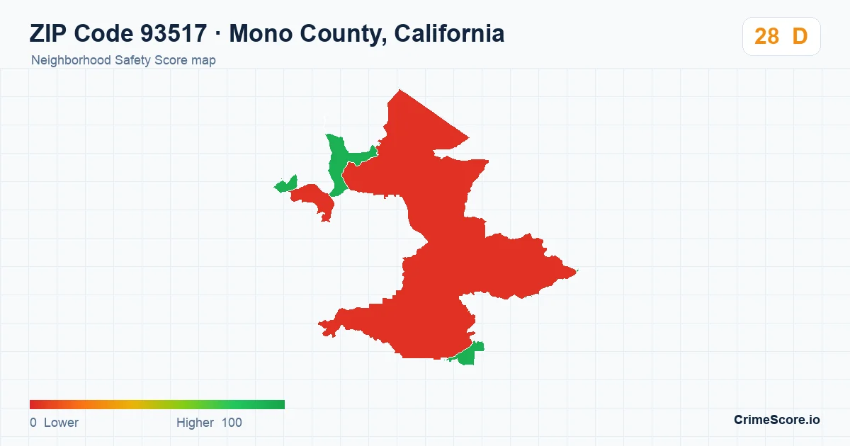 ZIP Code 93517 in Mono County, California neighborhood Safety Score map