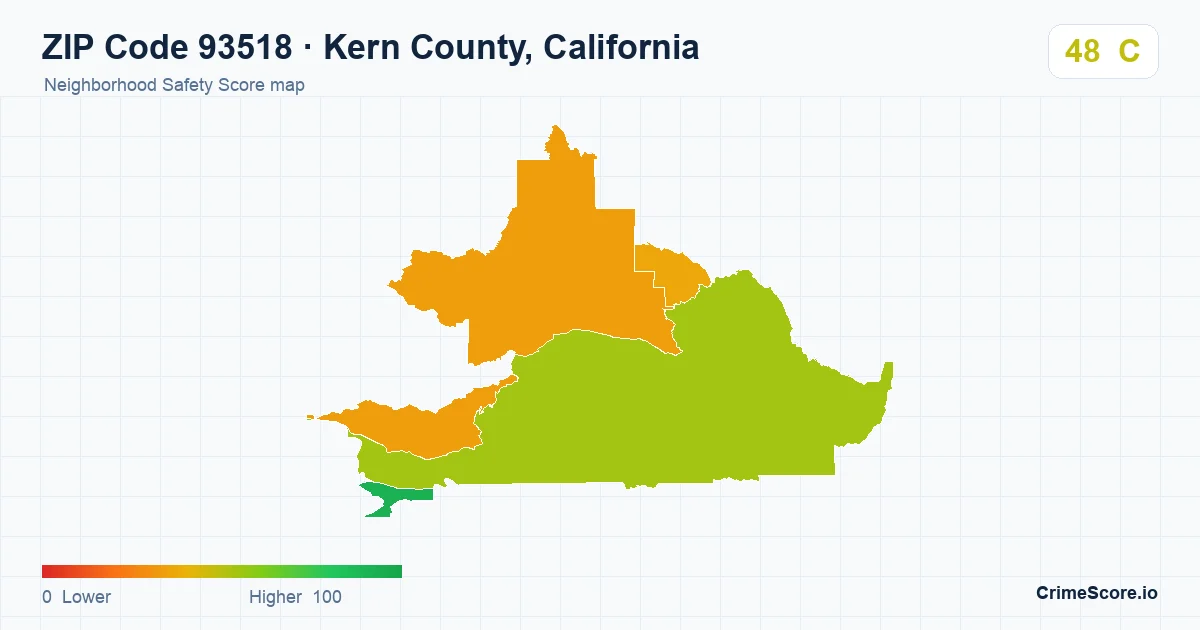 ZIP Code 93518 in Kern County, California neighborhood Safety Score map