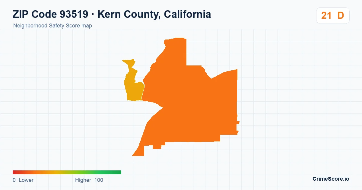 ZIP Code 93519 in Kern County, California neighborhood Safety Score map