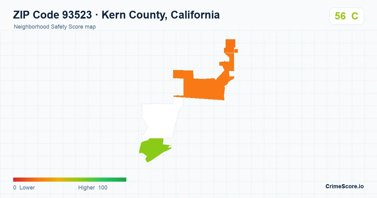 ZIP Code 93523 in Kern County, California neighborhood Safety Score map