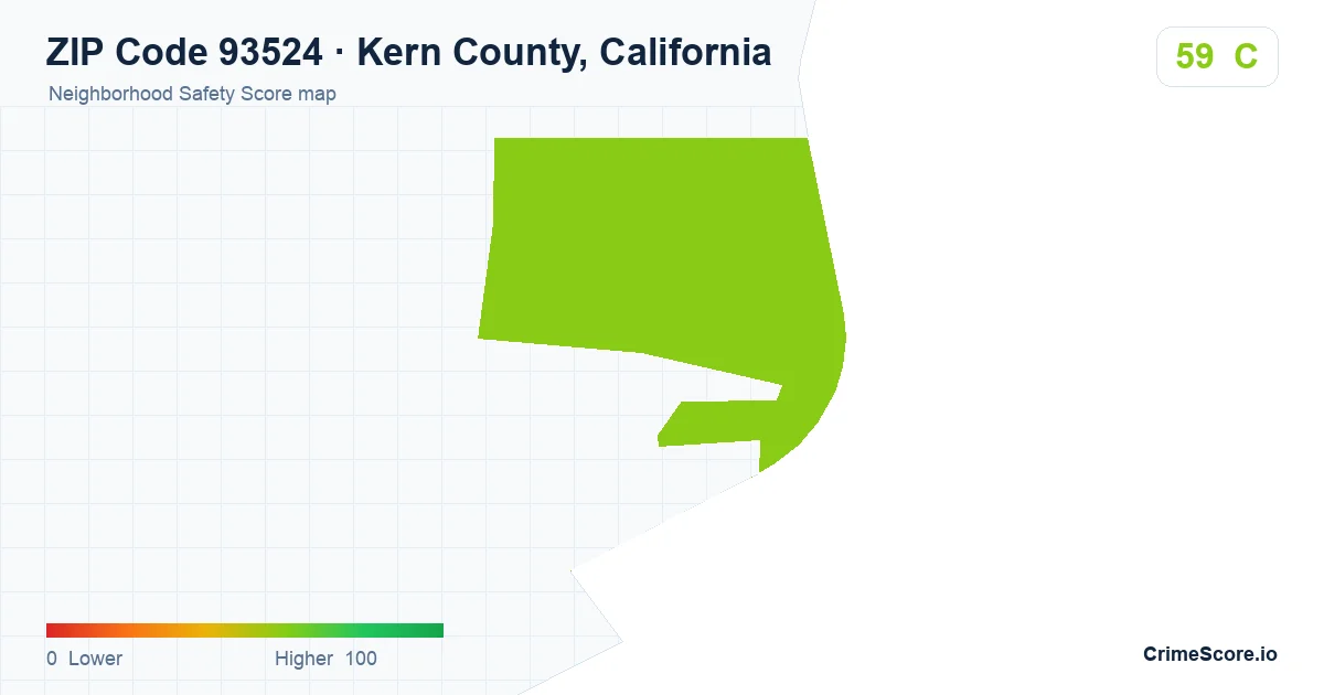 ZIP Code 93524 in Kern County, California neighborhood Safety Score map