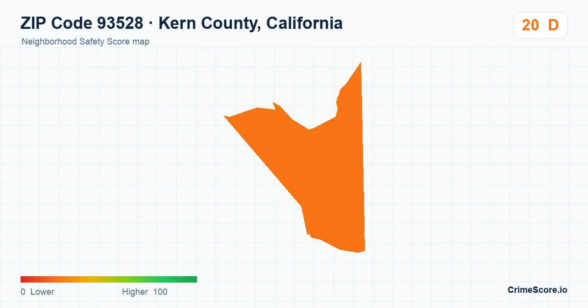 ZIP Code 93528 in Kern County, California neighborhood Safety Score map