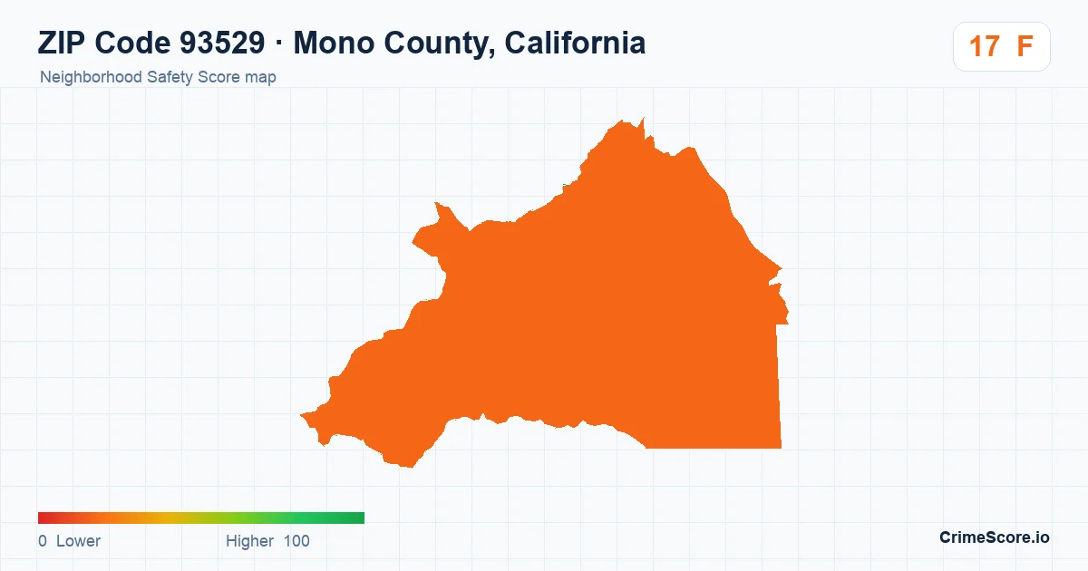 ZIP Code 93529 in Mono County, California neighborhood Safety Score map