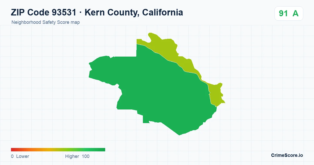 ZIP Code 93531 in Kern County, California neighborhood Safety Score map